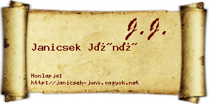 Janicsek Júnó névjegykártya